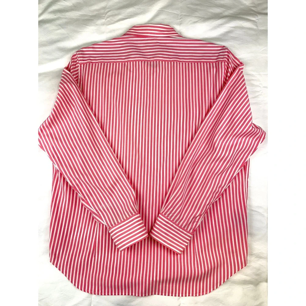 Boggi Milano Mens Pink White Striped Spread Collar Button Down New Classic Shirt